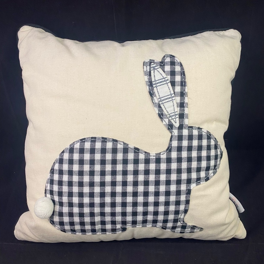 Tabitha Webb Bunny Rabbit Square Throw Pillow Spring Decor Gingham Striped A3